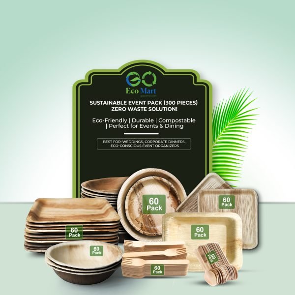 Best Eco-Friendly Disposable Plates (300 Pieces) - Best for Event Solution